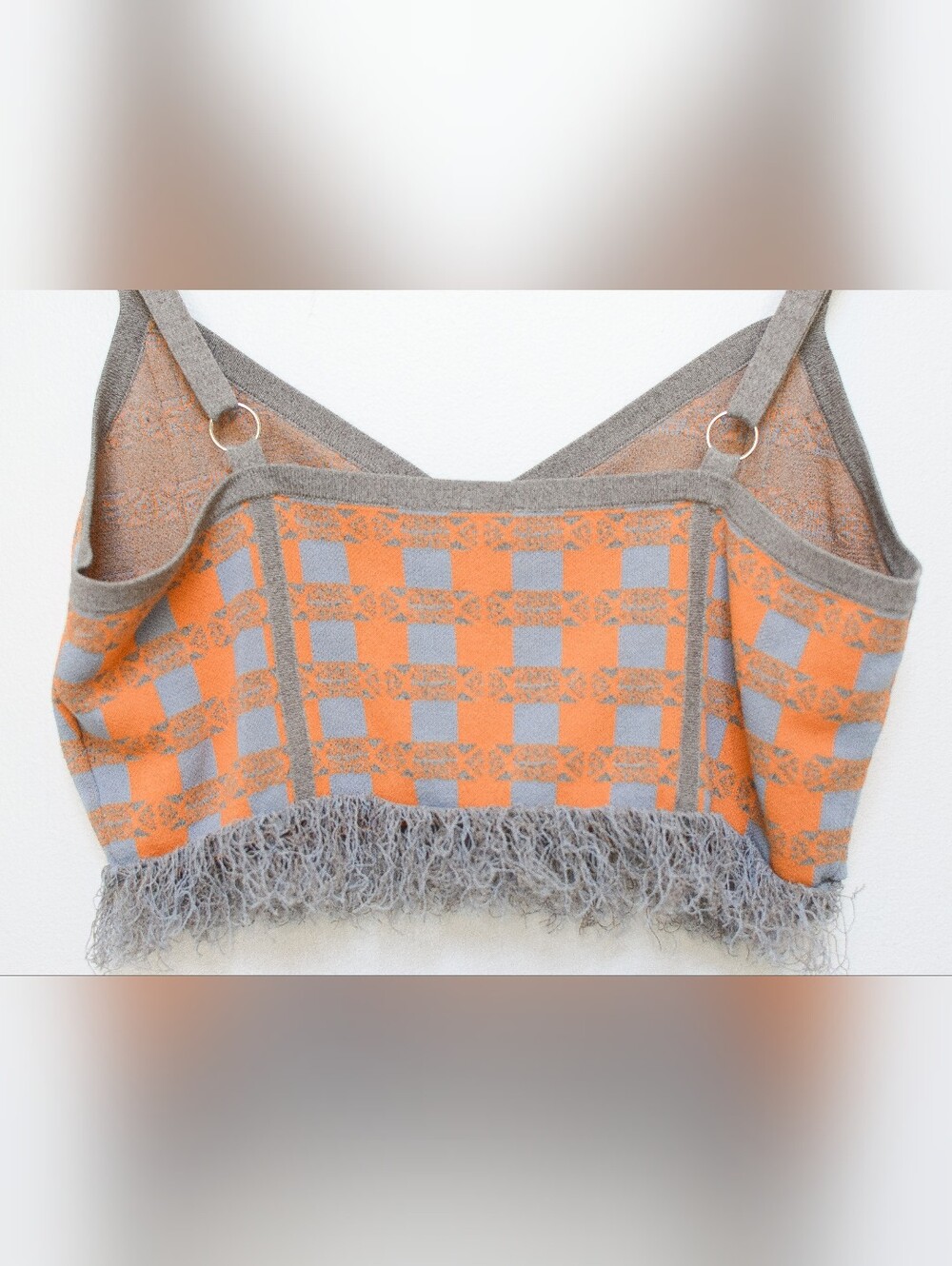 Baum und Pferdgarten Cypres Gingham Fringe Top Orange Gray Tank Size L Retro - Picture 8 of 10